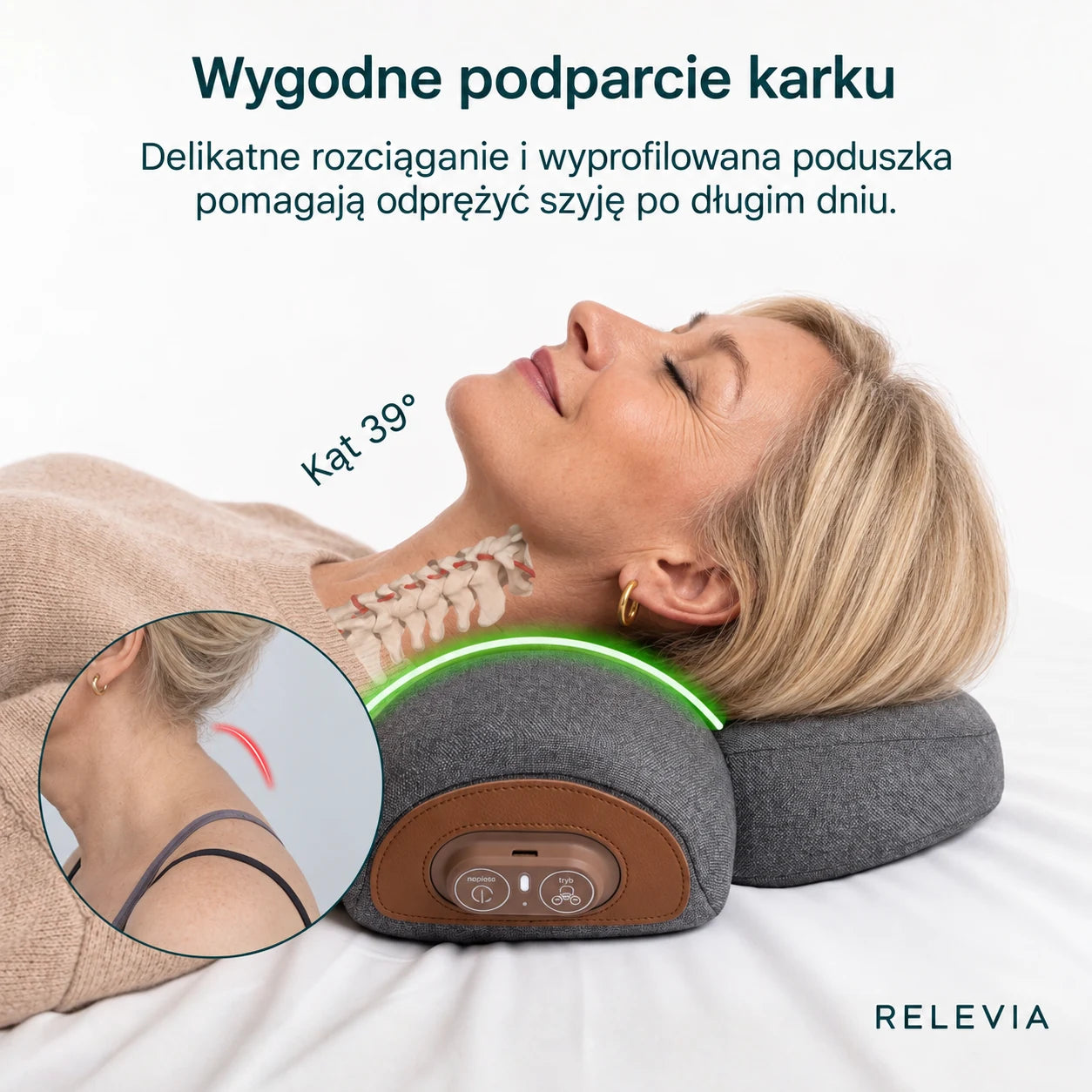 Rozciąganie karku — wizualizacja funkcji Relevia